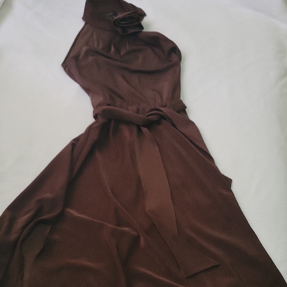 DKNY One Shoulder Brown Dress